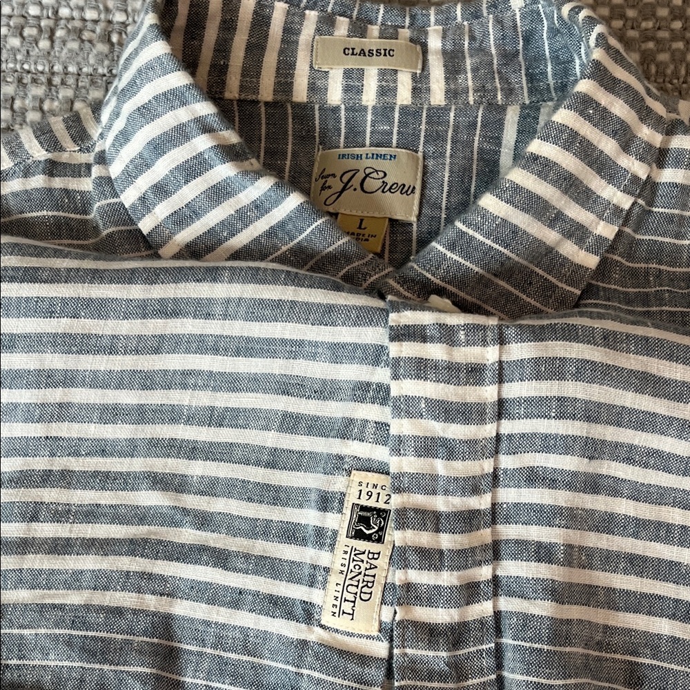 JCrew 100% Linen Striped Short Sleeve Shirt